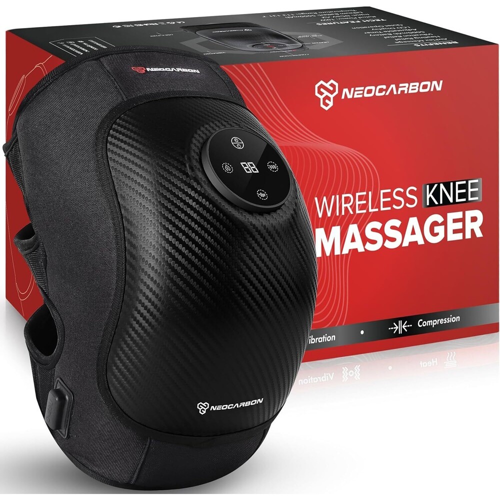 Wireless Knee Massager, Portable Heated Therapy with Compression and Vibratio...